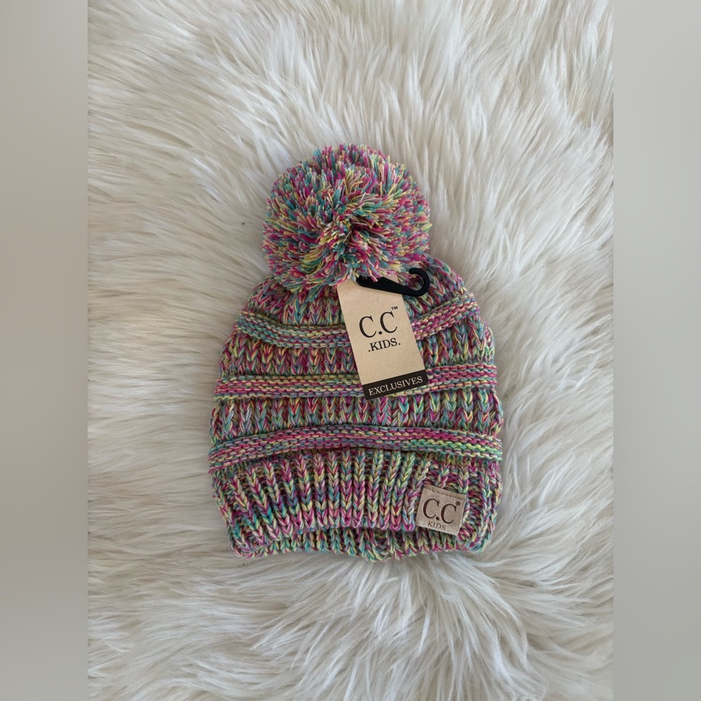 C.C Kids Multicolor Knit Pom Hat